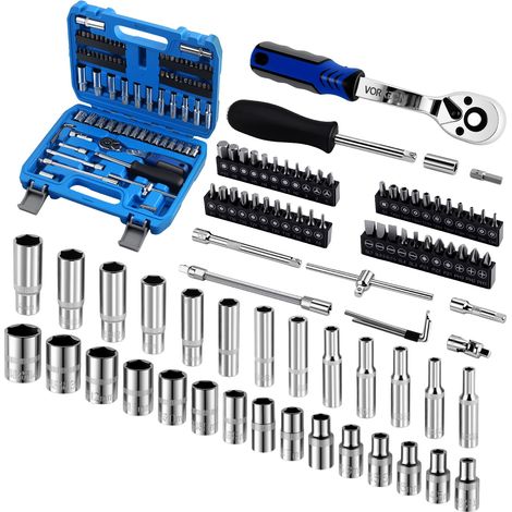 Coffret 82 Douilles 1/4 Pouces Clé à Cliquet Métrique 4-14 mm (1/5)