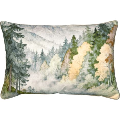 Coussin déhoussable motif aquarelle forêt Vert 40x60 cm (1/4)