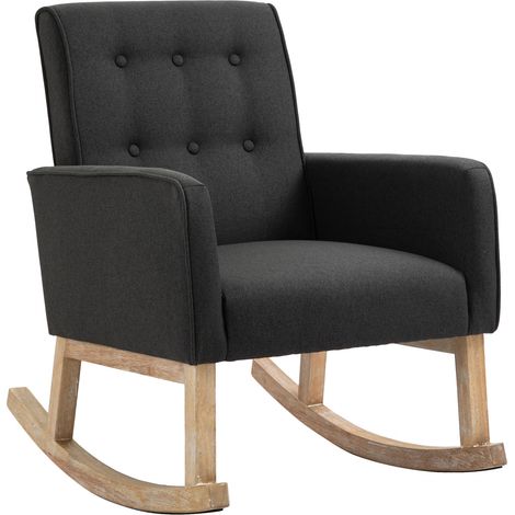 Chaise à bascule Dream en Tissu Pieds en Bois de chêne Gris foncé (1/5)