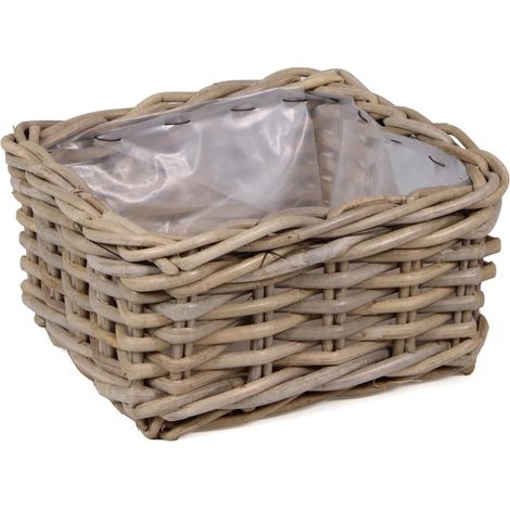 Cesto quadrato in giunco, 23x23x13 cm (kit da 5)