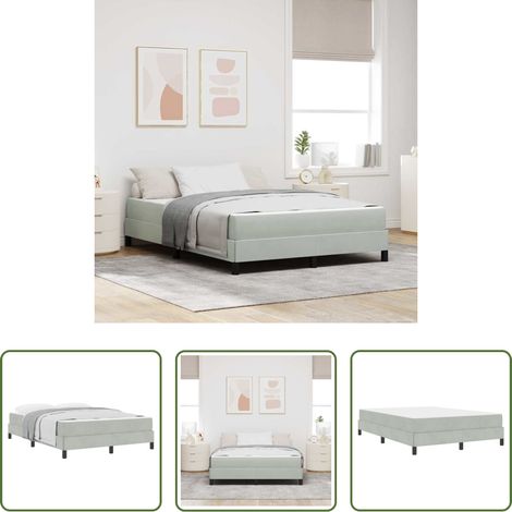 vidaXL Confort de sommeil -  Lit à ressorts avec matelas Gris clair 140 x 200 cm tissu (1/5)