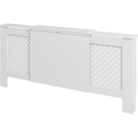 Cache-radiateur réglable Design Contemporain Longueur Extensible 136-200 x 21,5 x 91,7 cm Blanc