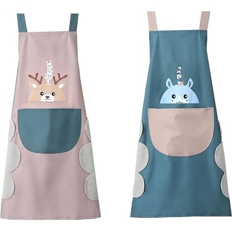 Grembiule da cucina da donna in 2 pezzi, impermeabile e resistente all'olio, grembiule da donna personalizzato, grembiule da cucina regolabile, grembiule per le pulizie domestiche, cucina, ristorante, (1/5)