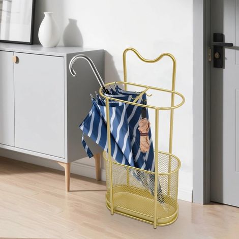 Regenschirm Aufbewahrungsregale 30 15 60CM 9KG Große Stabilität Schirmständer Geräumige Schirmlagerung Belüfteter Mesh-Korb Schirmständer aus Metall für Türeingänge, Geschäfte, Hotels (golden)