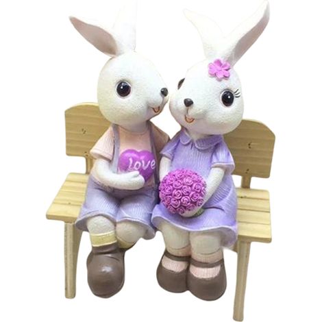 Statue Pâques Amigo RabbitsHappy Figurine en Résine 2 Pieces Multicolore 15cm Cadeau Festif Décor Table (1/5)