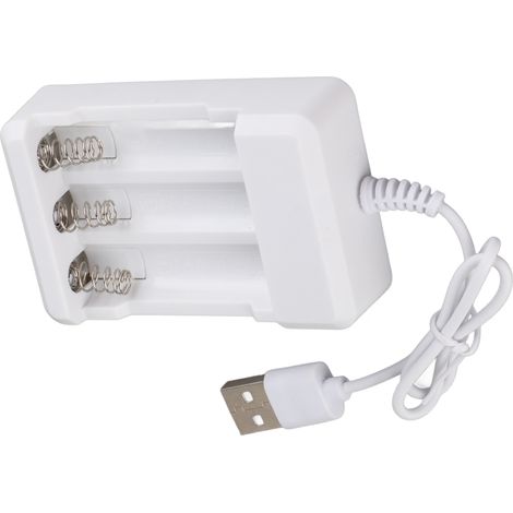 Chargeur portable ABS 3,6 V à trois emplacements pour piles rechargeables AA/AAA avec prise USB (1/5)