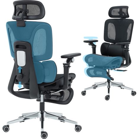 HOMCOM Ergonomic Office Chair, Mesh Desk Chair with Lumbar Support, Footrest (1/5)