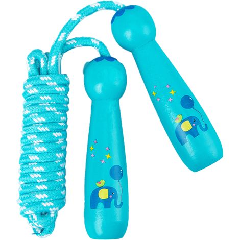 Corde à Sauter Enfant - Coton Doux Réglable - Poignées en Bois Naturel - Pour Exercice Intérieur/Extérieur - 1 Pièce (1/5)