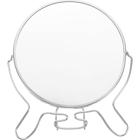 Miroir de Maquillage Vintage Rond 15 Cm à Bord Métallique Double Face avec Loupe, Petit Miroir de Table Multifonction pour Salle de Bain et Bureau, Accessoire Photo Pratique (1/5)