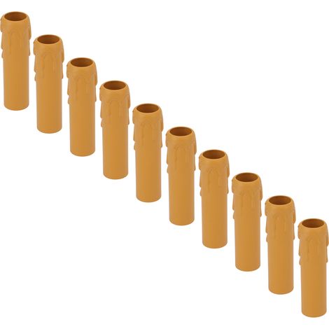Lot de 10 manchons pour bougies de 10 cm (4 pouces), imitation cire vintage, pour lustre, jaune. (1/5)