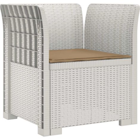 Sillón Individual con Cojín Apariencia de Ratan PP Blanco vidaXL (1/5)