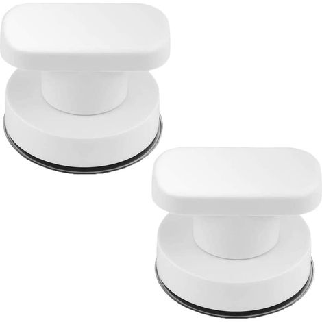 Poignée À Ventouse - Pour Tiroir Réfrigérateur Porte De Salle De Bain Carrelage Céramique Miroir Verre - Charge Maximale 7,5 Kg - 2 Pièces Blanc