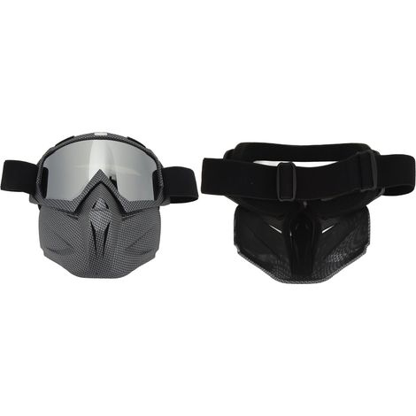 Masque de moto avec lunettes de protection anti-poussière, vent et UV, modèle peau de serpent, amovibles et fermées. (1/5)