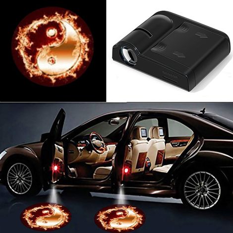 (3600LM-06)1 pièce Lampe de bienvenue lumineuse avec logo pour portière de voiture, projecteur laser universel sans fil, éclairage d'ambiance LED décoratif pour véhicule. (1/4)