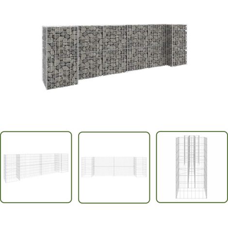 The Living Store H-förmiger Gabionen-Pflanzkorb Stahldraht 260x40x80 cm - Gabionen-Pflanzkorb - Hochbeet - Gartendekoration - Stahlblech - Pflanzentopf (1/5)