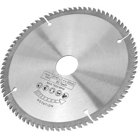 Lame de scie circulaire 185 x 2,4 x 30 mm, 80 dents + 3 anneaux (1/5)
