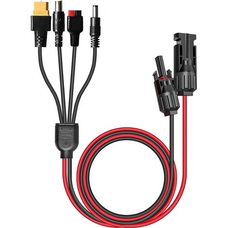 1 Câble Solaire 4 En 1 Connecteur DC5521 XT60 Anderson 30A 1m Pour Panneau Portable (1/5)