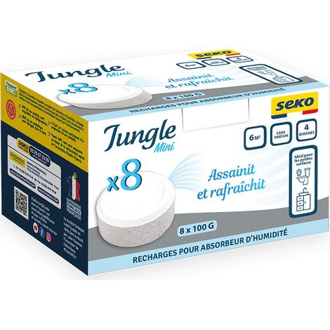 Assorbitore di umidità Jungle Mini Neutro 8x100g - Ricarica Efficace - Sodepac