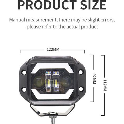 Geeignet für 4 5-Zoll-LED-Arbeitsscheinwerfer für Kraftfahrzeuge, quadratische Nebelscheinwerfer mit Angel-Eye-Projektion, geeignet für Stoßstangen.