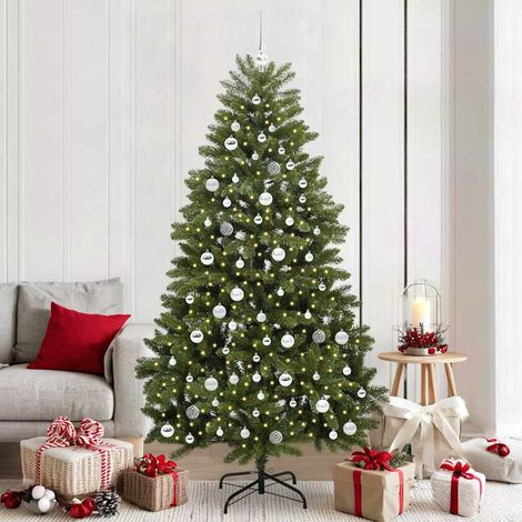 vidaXL Árbol de Navidad artificial 210 cm 300 LED Blanco Cálido Verde (1/5)