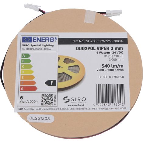 SIRO LED-Band SL-VIPER DUO2POL 3mm 6W/m 2200K-6000K, 24 V/DC, 6000 mm (1/5)