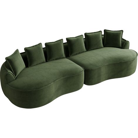 Canapé modulaire quatre places, confortable en tissu chenille, canapé sans cadre, dimensions extra grandes, assises profondes, coussins inclus, aucun montage requis, adapté au salon, vert (1/5)