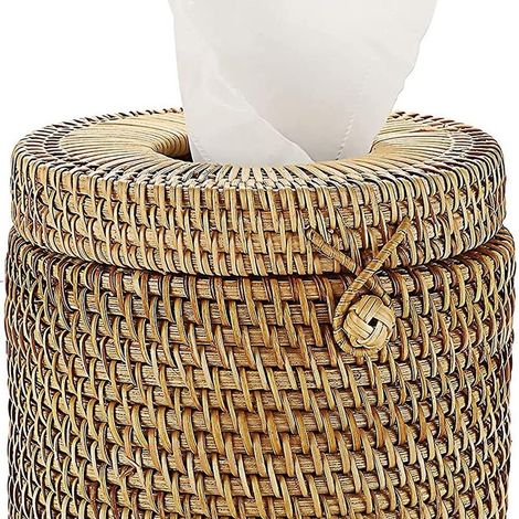 Porte-chiffon rond en rotin - Décoration naturelle pour cuisine (1/4)