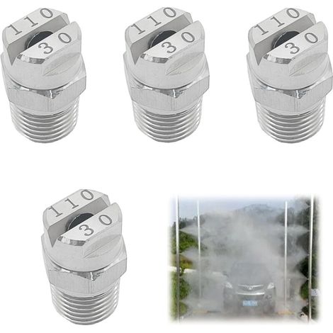 Juego de 4 boquillas de limpieza de superficies de alta presión, 110 grados, punta de pulverización de 3,0 mm de apertura, rosca externa 1/4 BSPT, boquilla de agua, cepillo - Grad, 3,6 mm (1/5)
