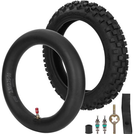 2.50-10 Pneu et chambre à air avec tige de valve TR4 pour CRF50 XR50 DRZ70 JR50 PW50 Coolster Razor MX650 MX500 Baja Dirt Runner 49 CR60R SX500 Dirt Rocket QG-210 MVX70 MVX110 Tao db10 PW50 (1/5)