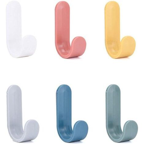 Set mit 6 selbstklebenden Wandhaken, Haken für Schals, Haken für Küchenutensilien, Kunststoffhaken für Schlüsselanhänger in Form von (1/5)
