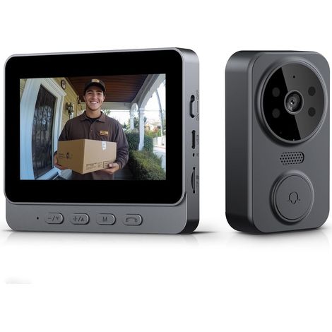Kabellose Türklingel mit Kamera, Bluetooth-Video-Gegensprechanlage für den Außenbereich mit 4,3-Zoll-Bildschirm, Nachtsicht, Zwei-Wege-Audio, keine Speicherkarte, kein Abonnement, keine App, kein WLAN