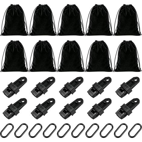 Lot de 10 Sacs de Lestage Portables pour Rideaux de Tonnelle  10 Sacs Lestés avec Mousquetons et Clips – Poids Rideau Exterieur, Poids pour Rideaux Extérieur, pour Tentes, Auvents (1/5)
