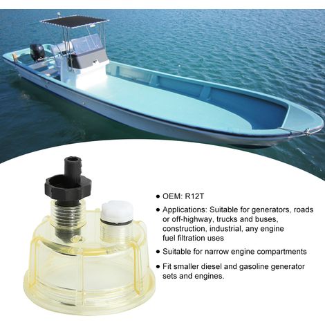 Kit completo de filtro de combustible diésel R12T y separador de agua para generadores y embarcaciones.