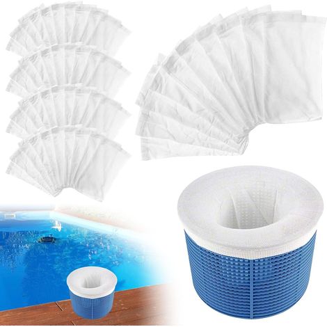 Lot de 50 Chaussette Skimmer,Filtre Nylon Réutilisable,13x22cm,Piscine Spa (1/5)