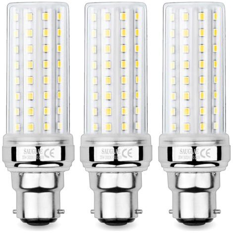 Confezione da 3 lampadine LED a mais da 20 W, equivalenti a lampadine a incandescenza da 150 W, 2300 lm, bianco caldo 3000 K, attacco a baionetta B22.