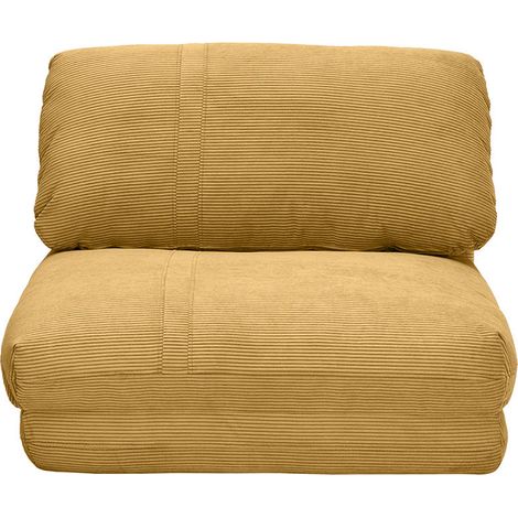 Poltrona letto singola in tessuto velluto a coste giallo curry SPENCER