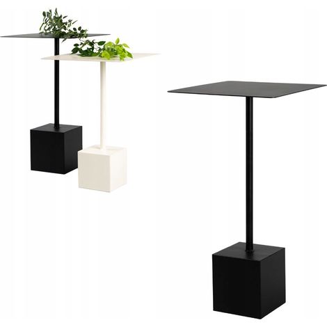 Tavolino ausiliario laterale per laptop, in metallo nero, modello Vittoria M 40x40x66 (1/5)