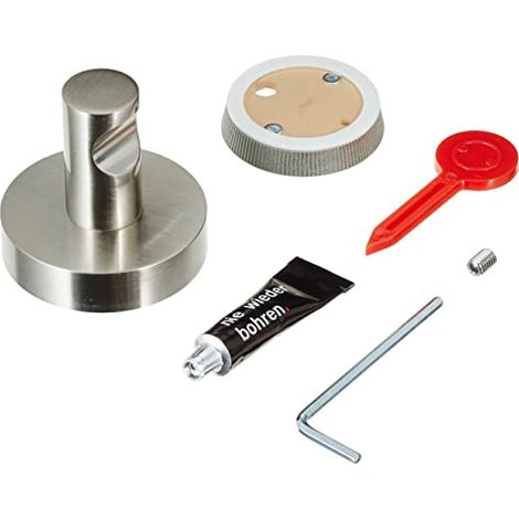 tesa Powerbutton Premium - Gancio autoadesivo rotondo, in metallo cromato opaco, portata massima: 8 kg (1/4)