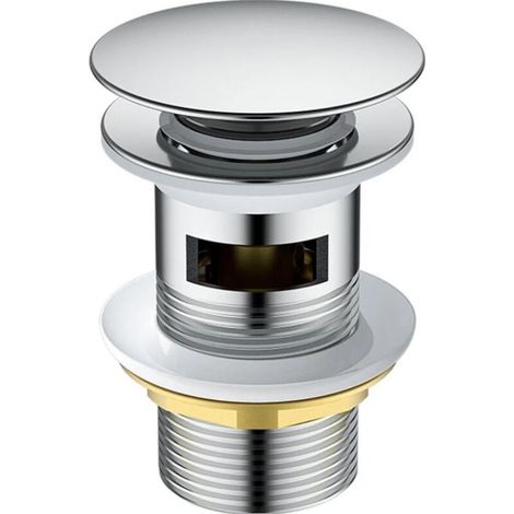 Universal Pop-Up Automatic Basin Drain Plug, Chrome Finish with Overflow Holes
