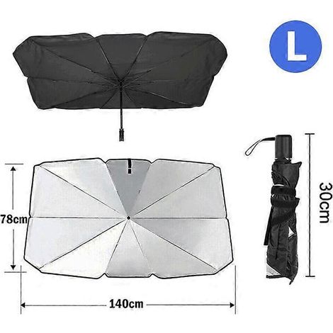 Pare-soleil de voiture, parasol, protection solaire pour pare-brise avant, accessoires de protection solaire intérieure, titane, 140 cm (1/5)