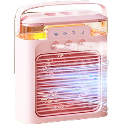 Ventilateur climatiseur portable (rose), brumisateur rechargeable par USB, 3 modes de brumisation (1/5)