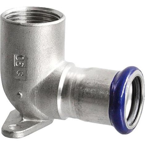 Raccord a sertir en inox Coude plafond 90° filet fem 15x1/2 contour M (1/3)