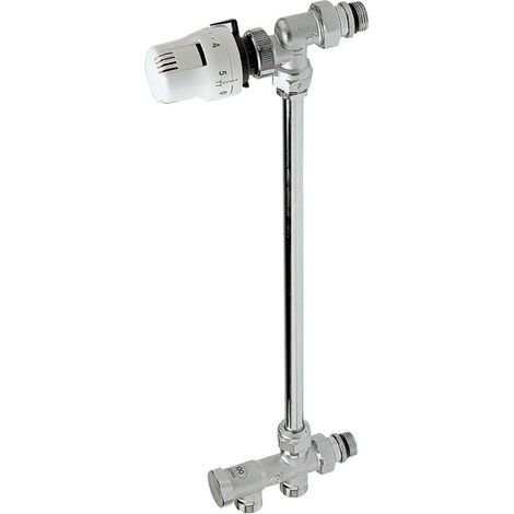 Kit thermostatique répartiteur bitube sortie sol avec robinet équerre inversée 1/2" et tête TTC - THERMADOR ERB11