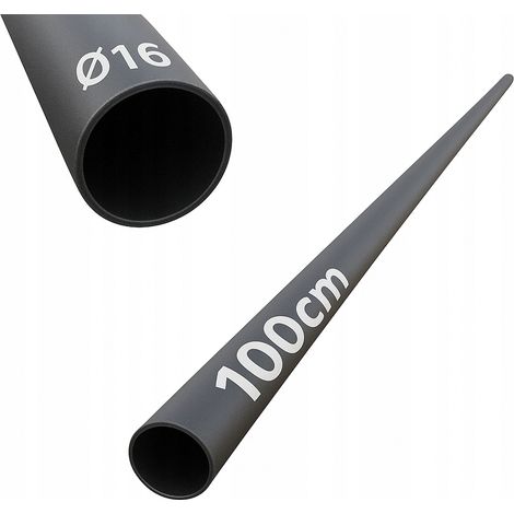 Tube en acier - 100 cm - Ø 16 mm - Noir - Revêtement en poudre - Robuste et esthétique