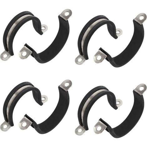 Abrazaderas en U de acero inoxidable ZVD-304, 38 mm de diámetro, con revestimiento de goma, 8 unidades (1/4)