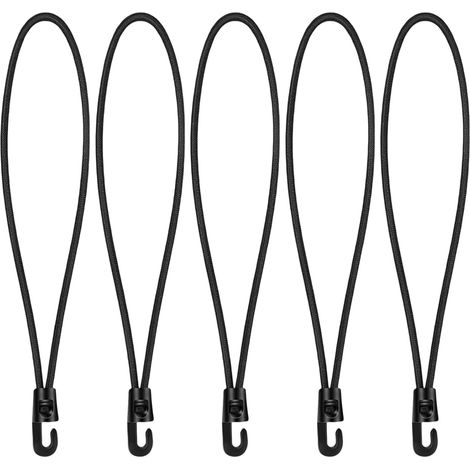 15 Pcs Tendeurs Elastique avec Crochets, 26 cm Sandow Elastique Noir, Corde Elastique de Fixation pour Bache, Tente, Camping, Remorque et Transport de Bagages, Mini Tendeur Robuste (1/5)