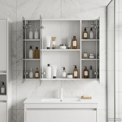 vidaXL Mobiletto per specchio da bagno Bianco 80 x 14.5 x 70 cm