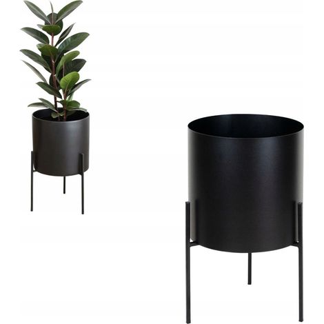 Cache-pot de fleurs en métal noir Loft Esson S 22x22x32 (1/5)