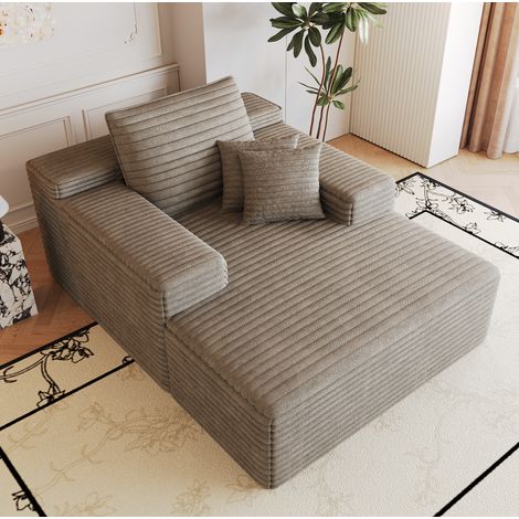 Modulares Cord-Chaise-Longue-Sofa, 115 x 159 cm, Schaumstoff, ohne Montage, Camel (1/5)