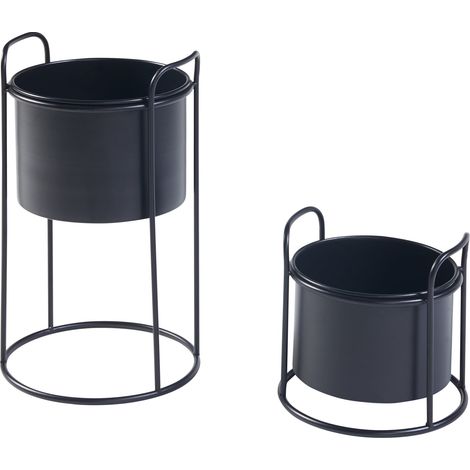 Juego de 2 soportes para plantas de diferentes tamaños metal negro 030010595 (1/5)